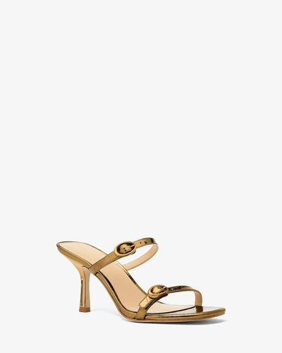 Michael Kors Kya — золотистые босоножки из металлизированной кожи