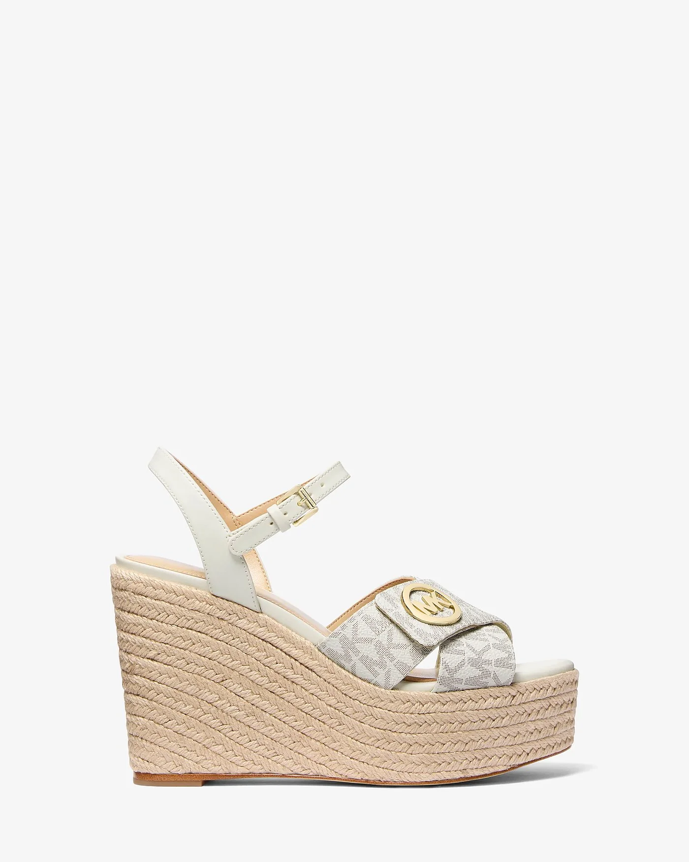 Michael Kors Hannah — босоножки на танкетке из текстиля с фирменным принтом — 2