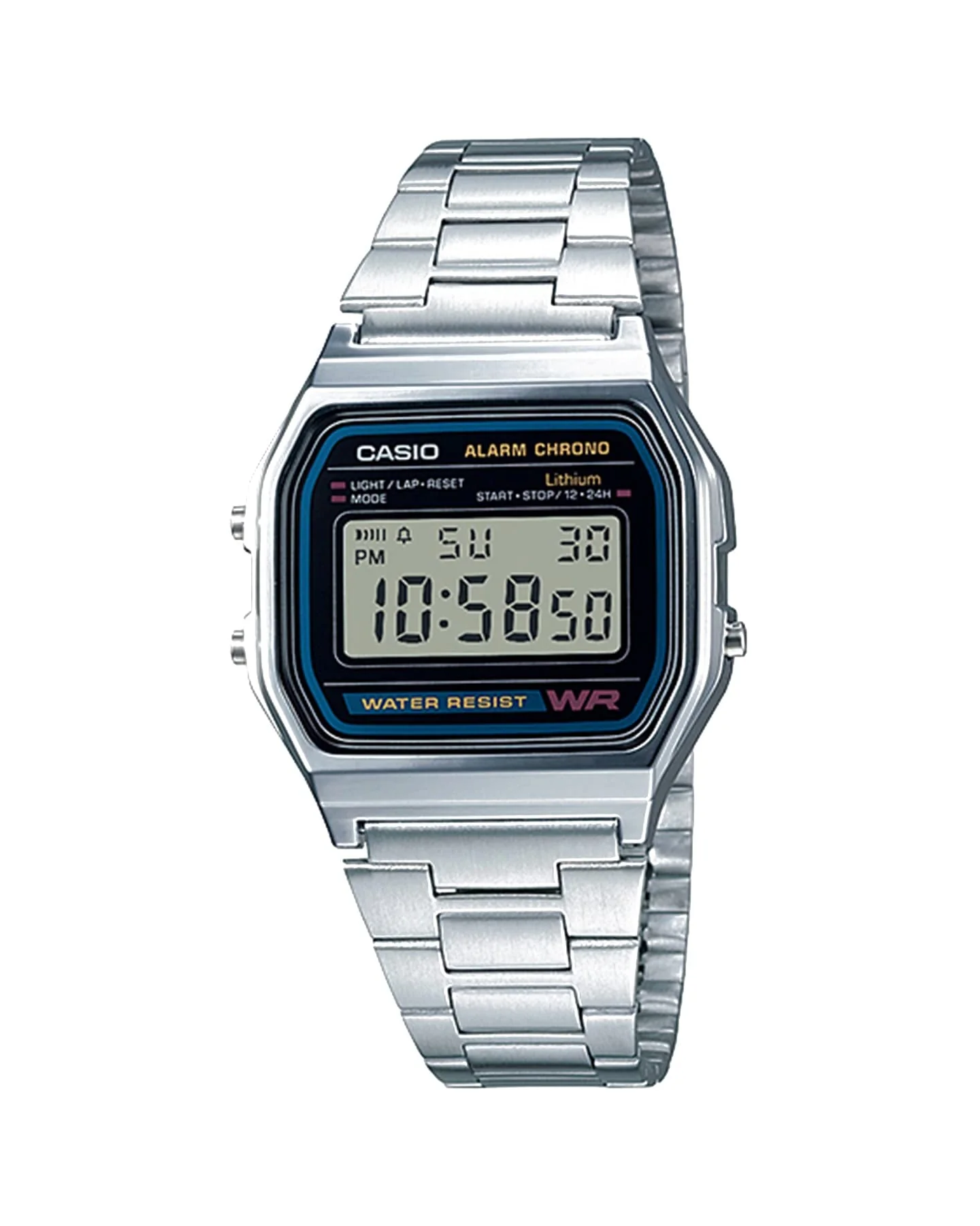 Часы наручные электронные Casio A158WA — серебристый