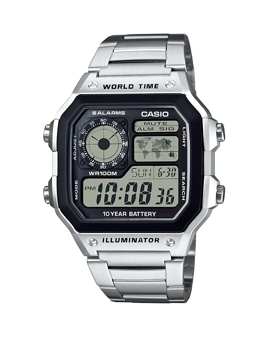 Casio AE1200WH Цифровые часы мужские с мировым временем — 1