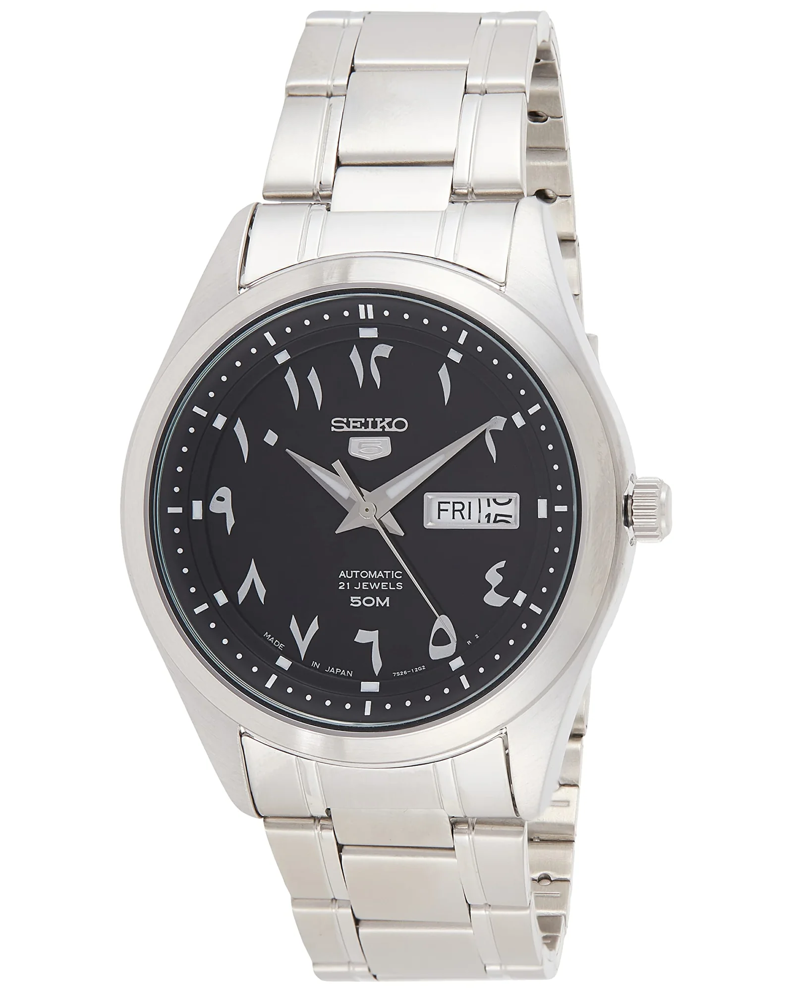 SEIKO 5 Automatic Black Eastern Arabic Dial Мужские часы — серебристый