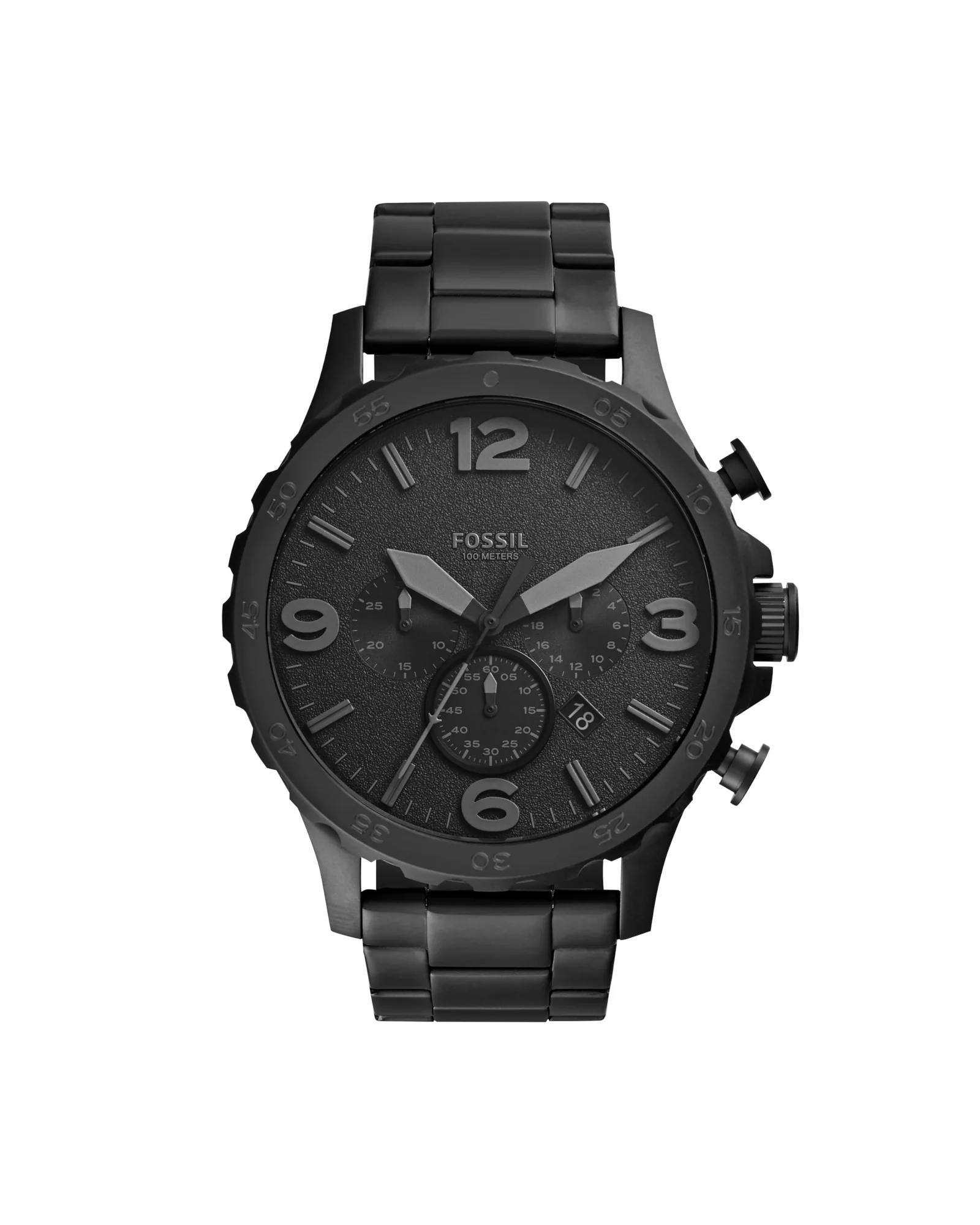 Fossil Nate Мужские Часы Чёрные — черный