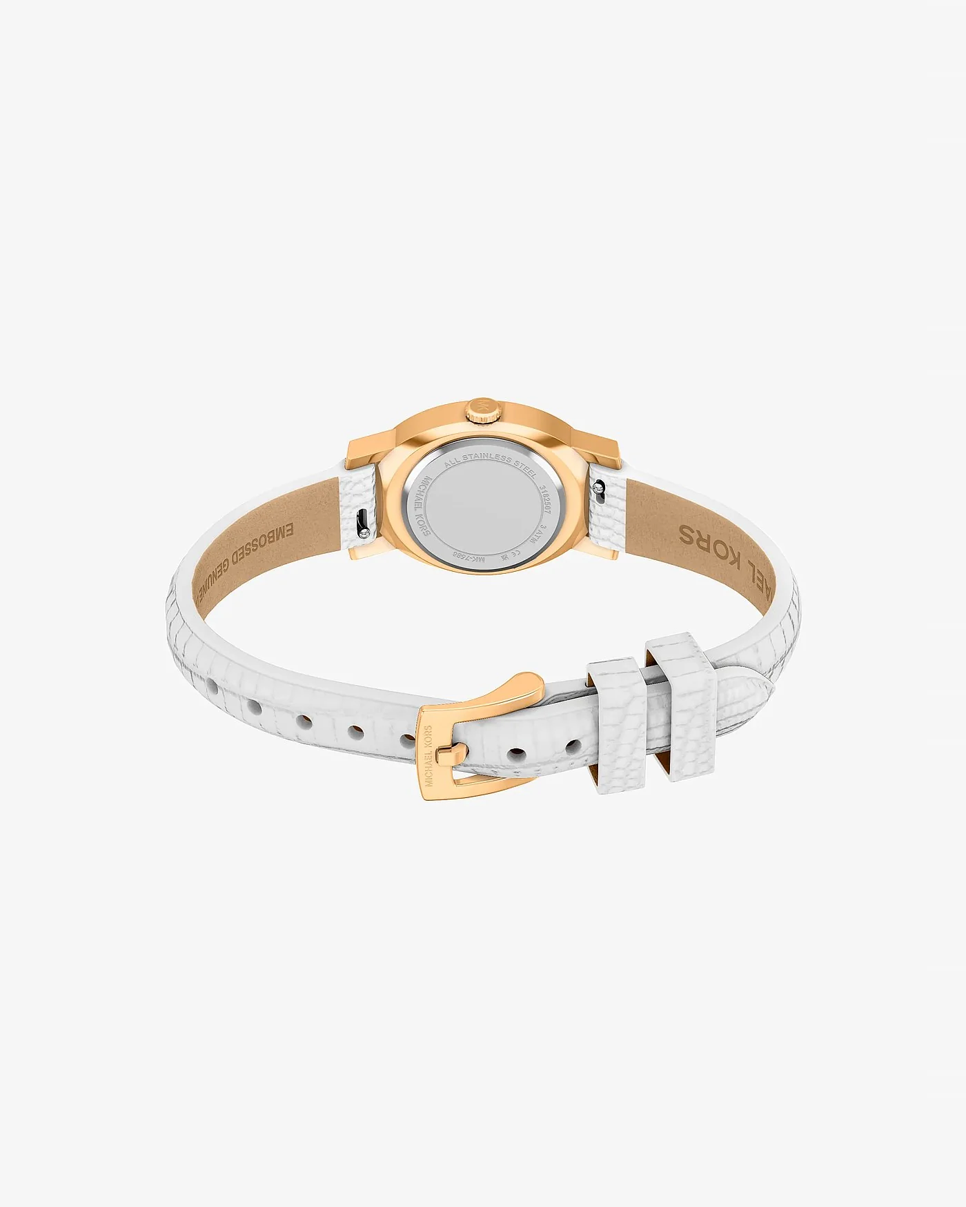 Часы Michael Kors Petite Maude с кожаным ремешком белого цвета — 3