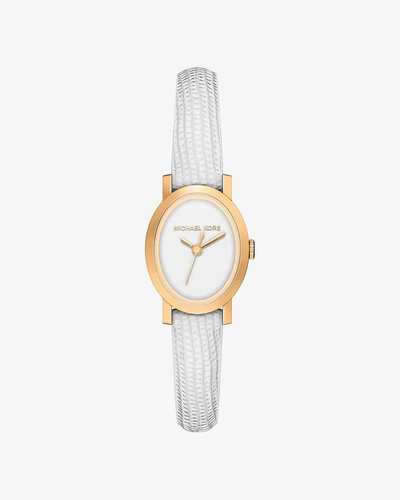 Часы Michael Kors Petite Maude с кожаным ремешком белого цвета