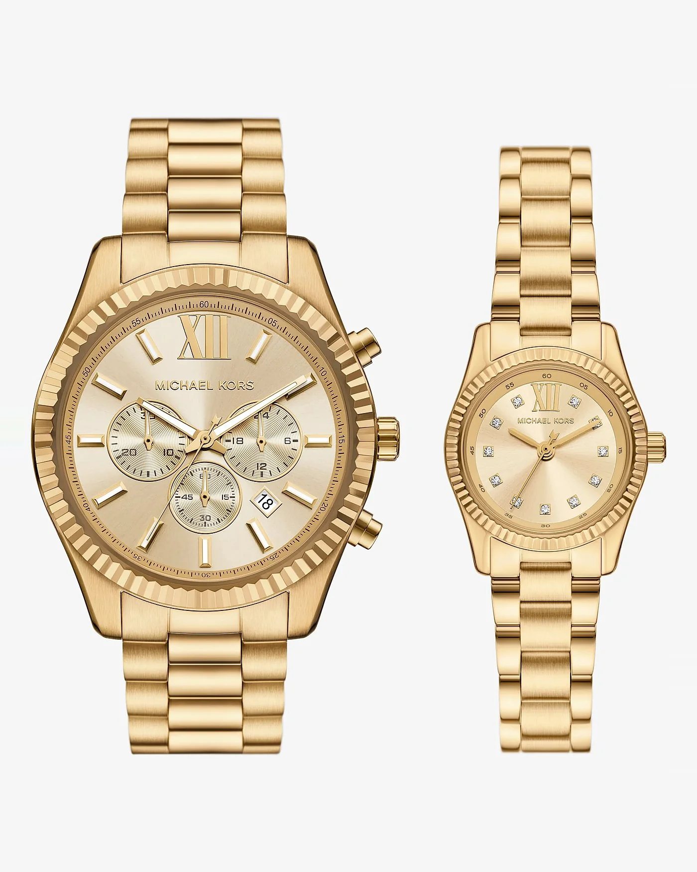 Парные часы Michael Kors Lexington His and Hers золотистого цвета, комплект для двоих — 1