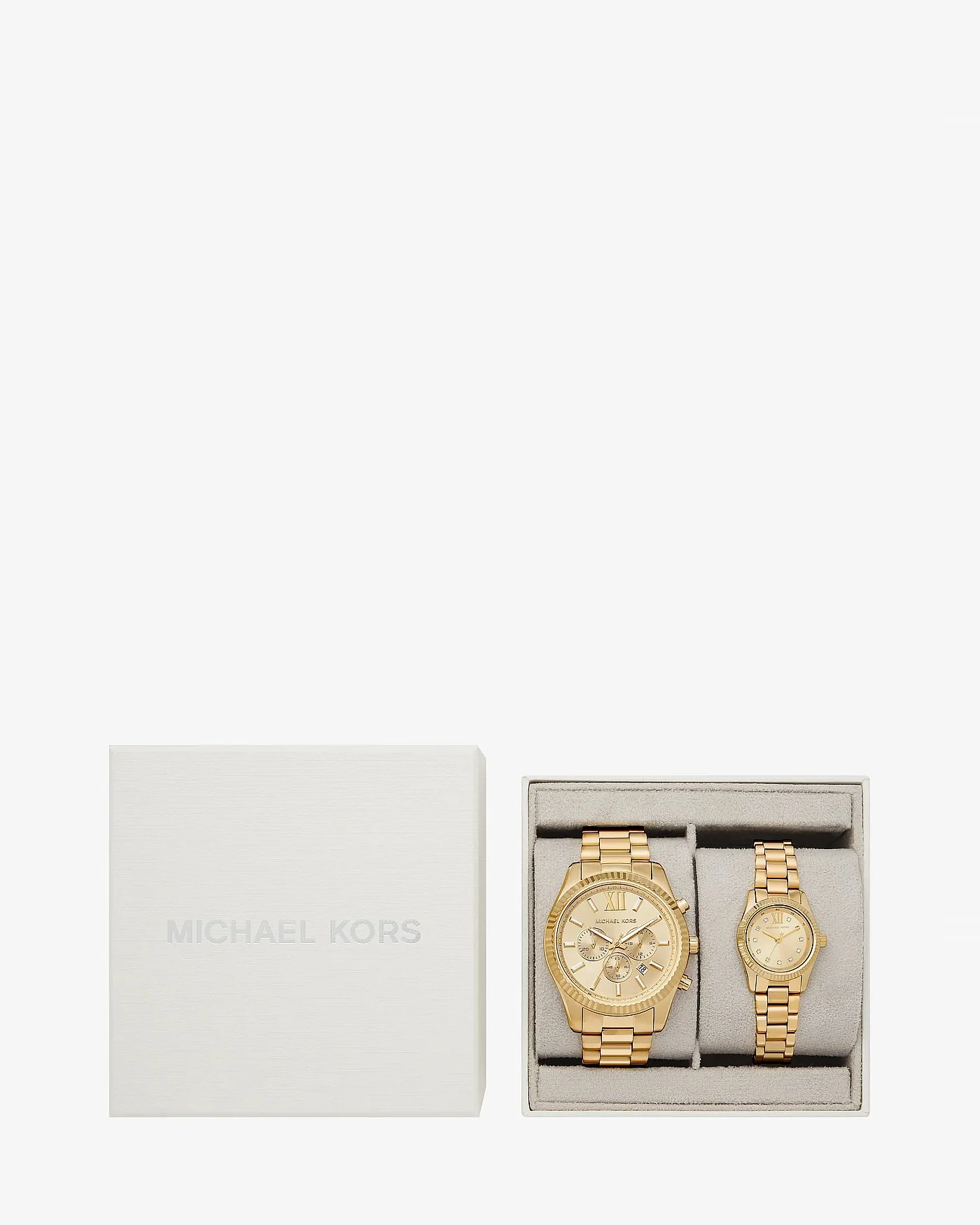 Парные часы Michael Kors Lexington His and Hers золотистого цвета, комплект для двоих — 4