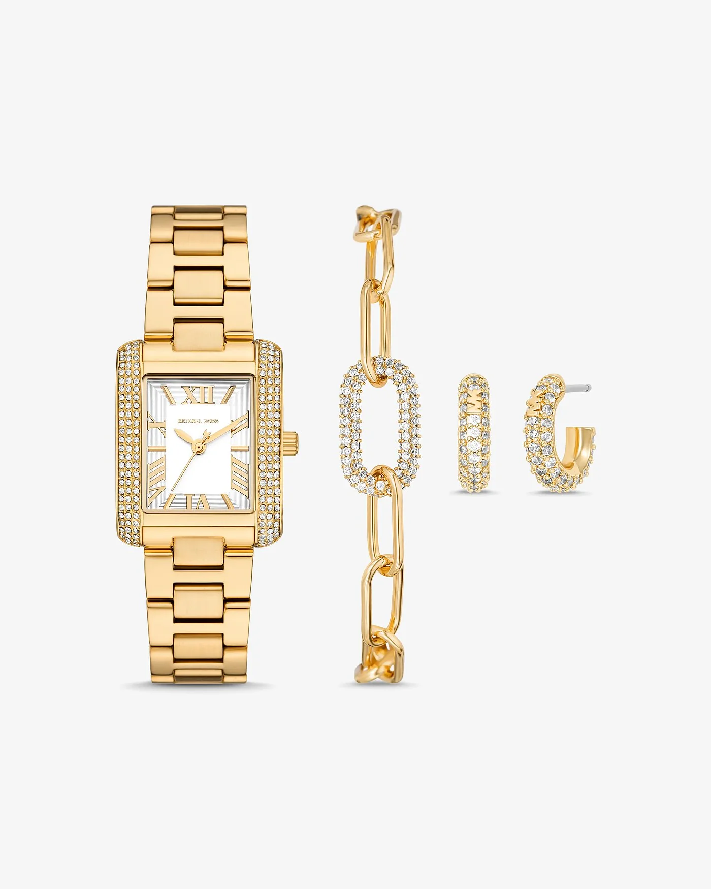 Женские часы Michael Kors Petite Emery золотистого цвета, подарочный комплект с украшениями — 1