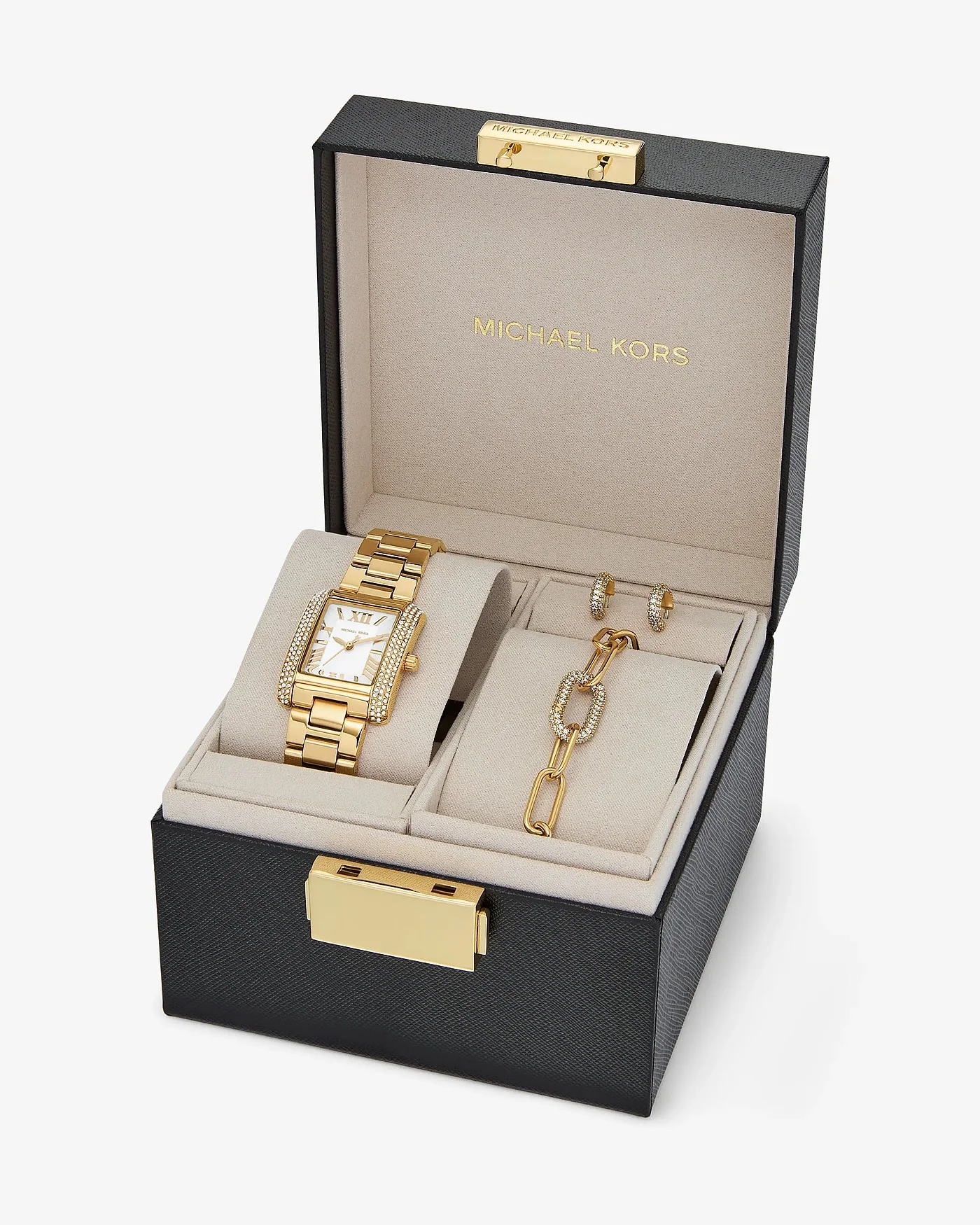 Женские часы Michael Kors Petite Emery золотистого цвета, подарочный комплект с украшениями — 4