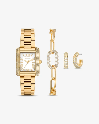 Женские часы Michael Kors Petite Emery золотистого цвета, подарочный комплект с украшениями