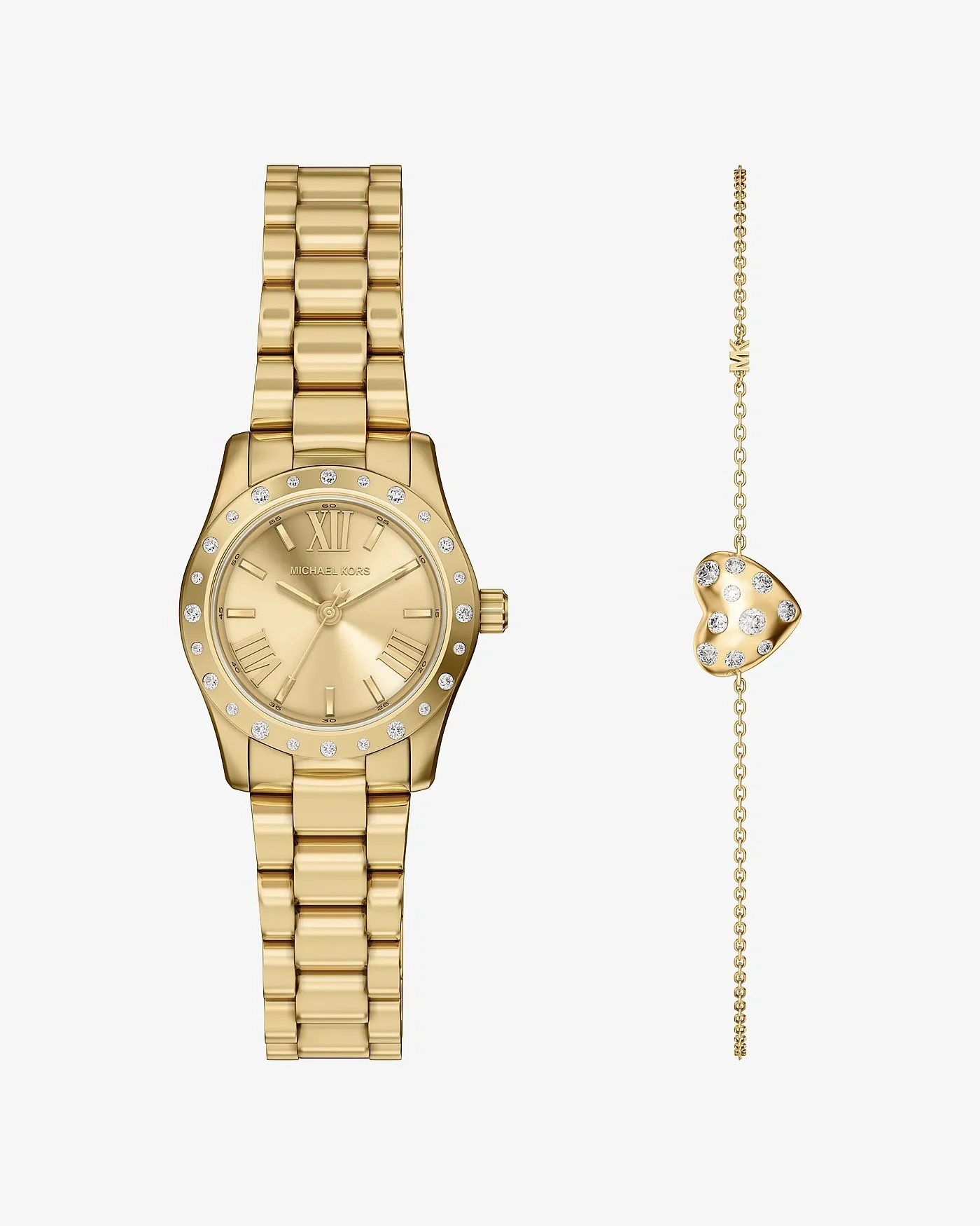 Комплект Michael Kors Petite Lexington: часы с паве и браслет-сердечко — 1
