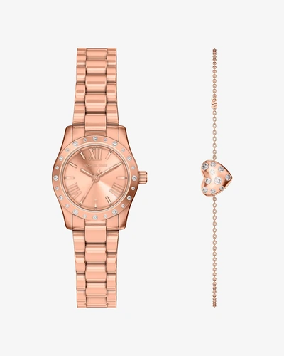 Комплект Michael Kors Petite Lexington с паве: часы и браслет-сердце