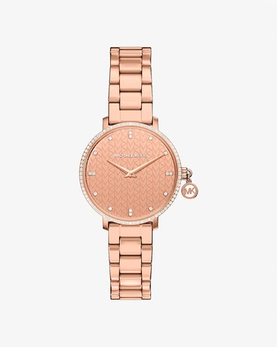 Часы Michael Kors Mini Pyper с паве в оттенке розового золота