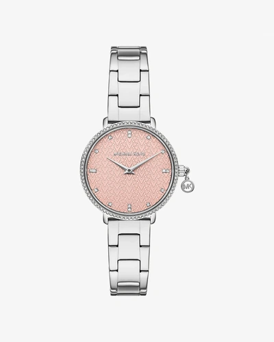 Часы Michael Kors Mini Pyper с паве, серебристые
