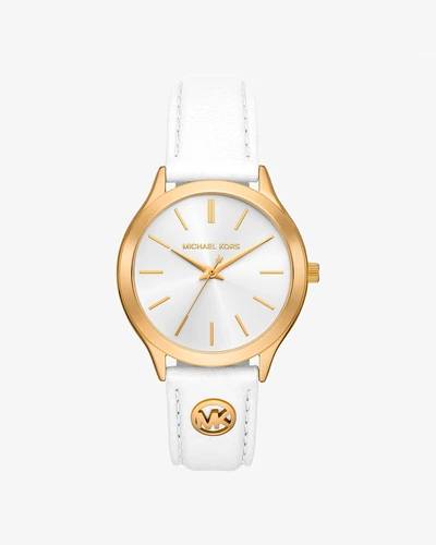 Женские часы Michael Kors Slim Runway с кожаным ремешком