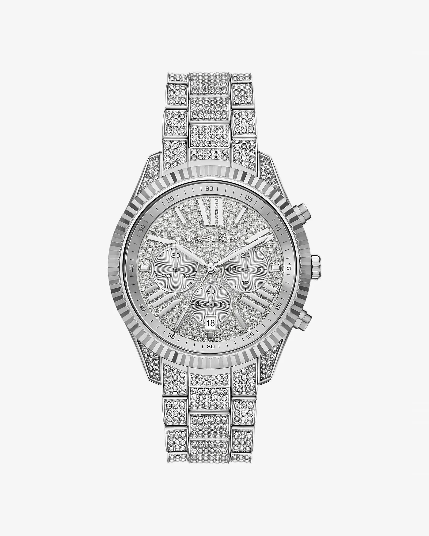 Часы Michael Kors Oversized Lexington с паве серебристого цвета — 1