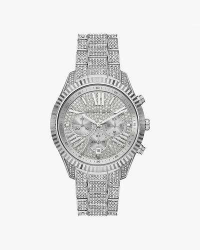 Часы Michael Kors Oversized Lexington с паве серебристого цвета