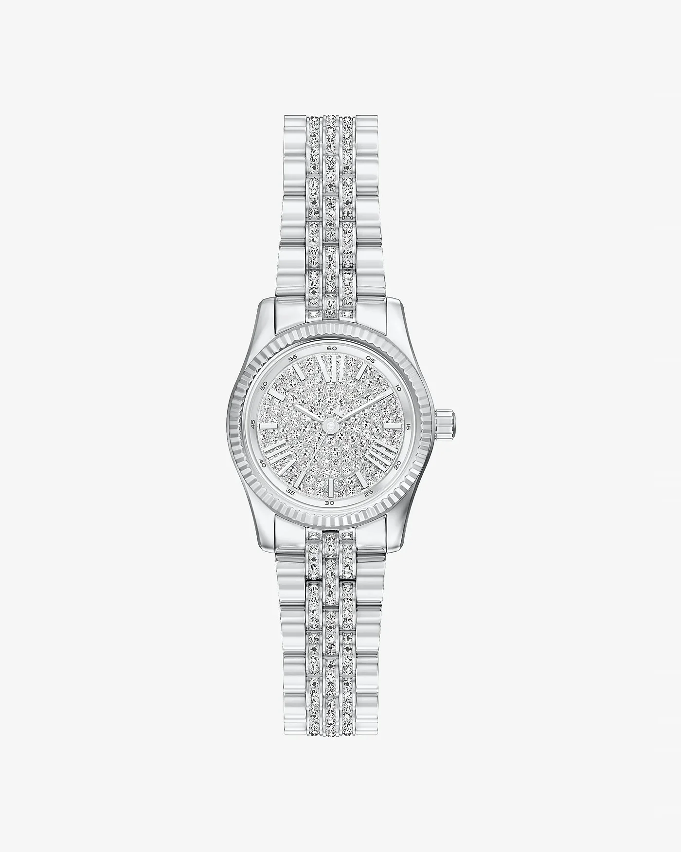 Женские часы Michael Kors Petite Lexington серебристого цвета с паве — 1