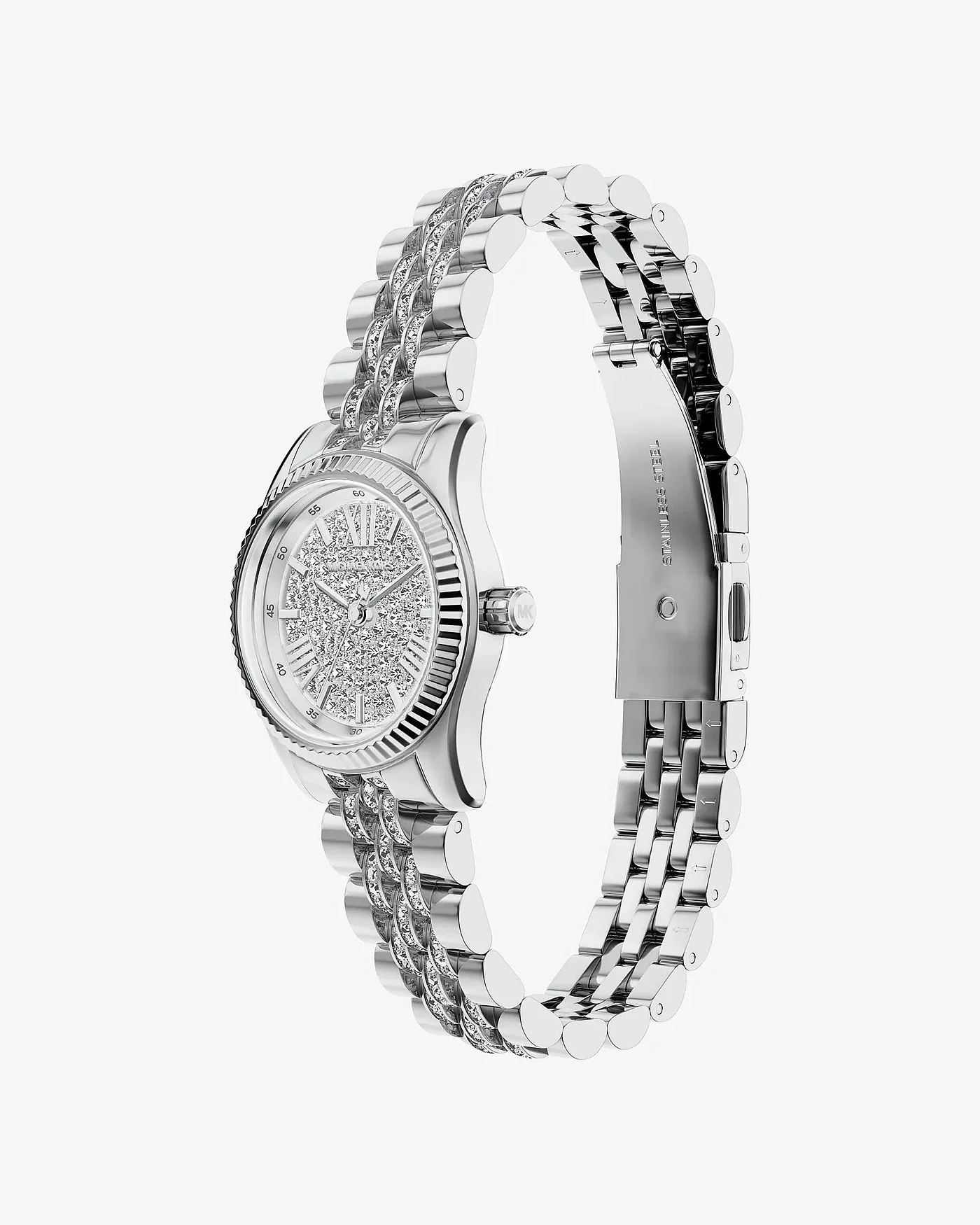 Женские часы Michael Kors Petite Lexington серебристого цвета с паве — 5