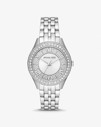 Часы Michael Kors Harlowe с паве серебристого цвета