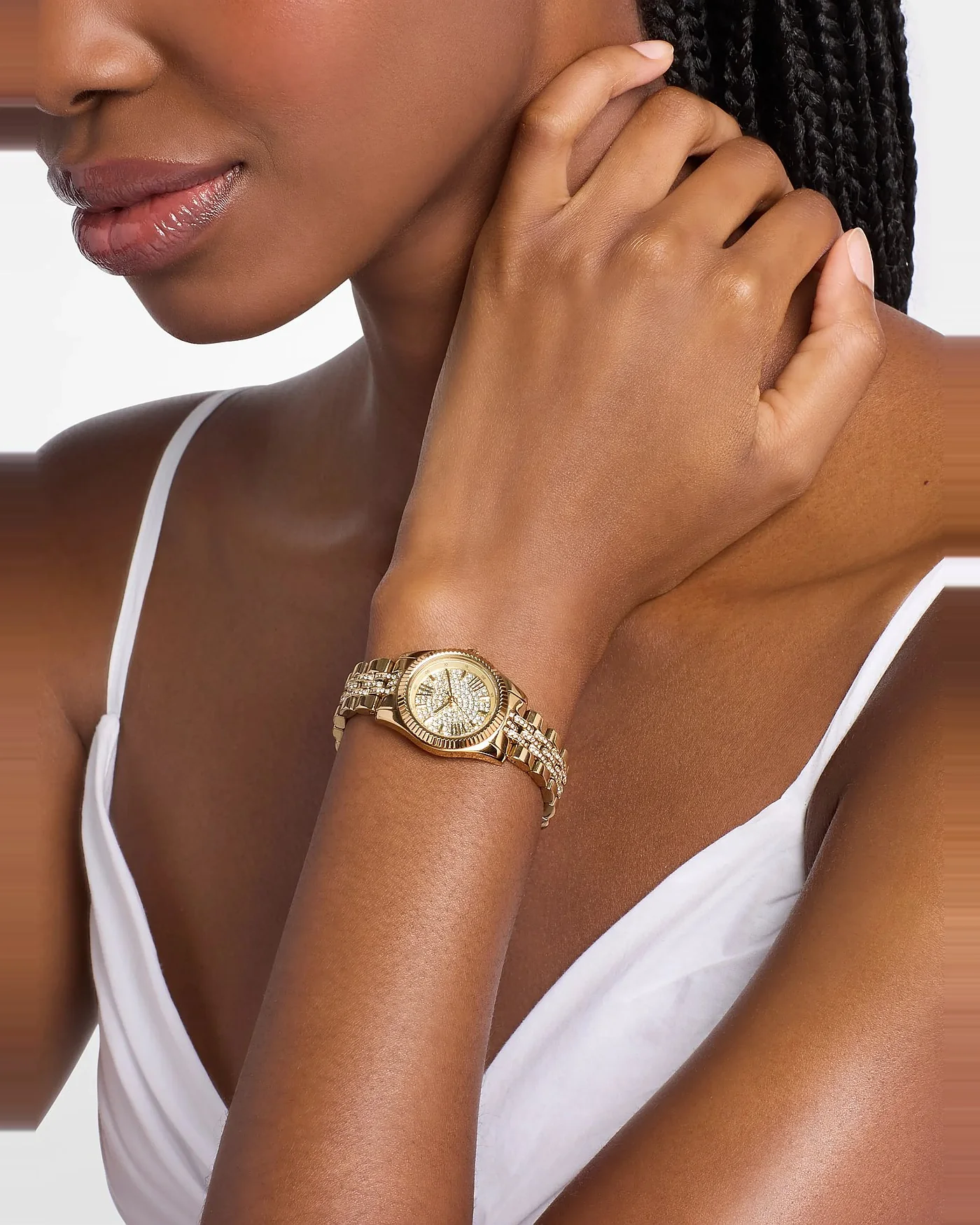 Женские часы Michael Kors Petite Lexington с паве золотистые — 6