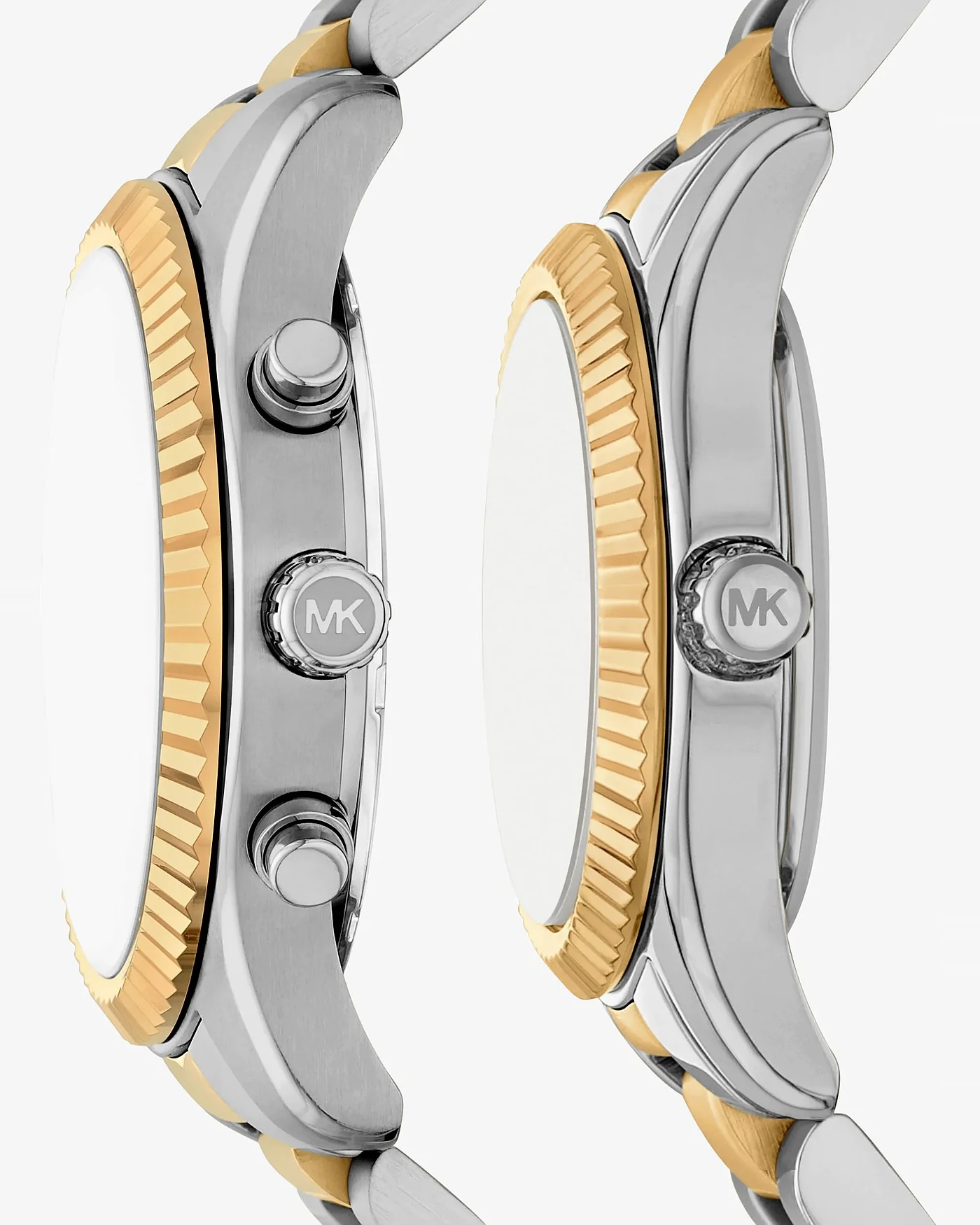 Часы Michael Kors Lexington комплект для него и для неё золотисто-серебристого цвета — 2