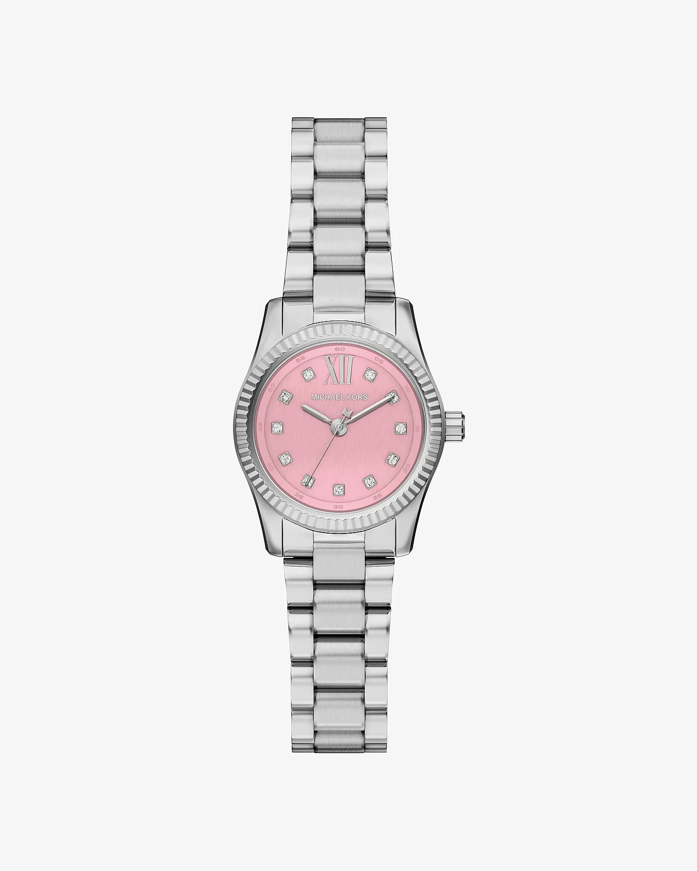 Женские часы Michael Kors Petite Lexington с паве серебристые — 1