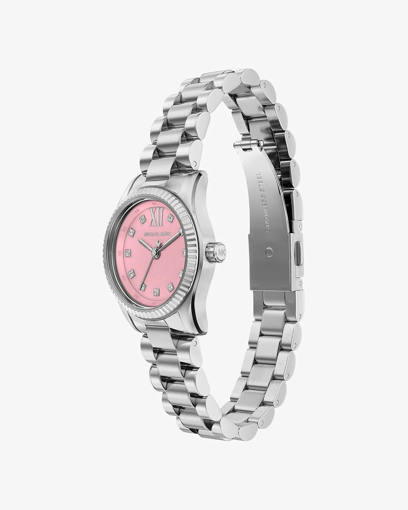 Женские часы Michael Kors Petite Lexington с паве серебристые — 5