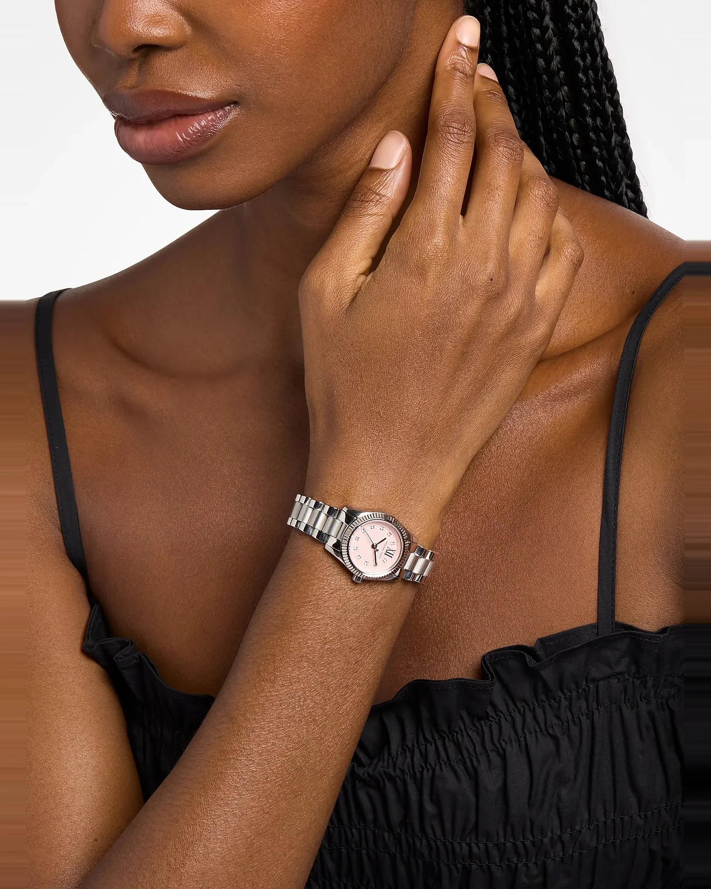 Женские часы Michael Kors Petite Lexington с паве серебристые — 6