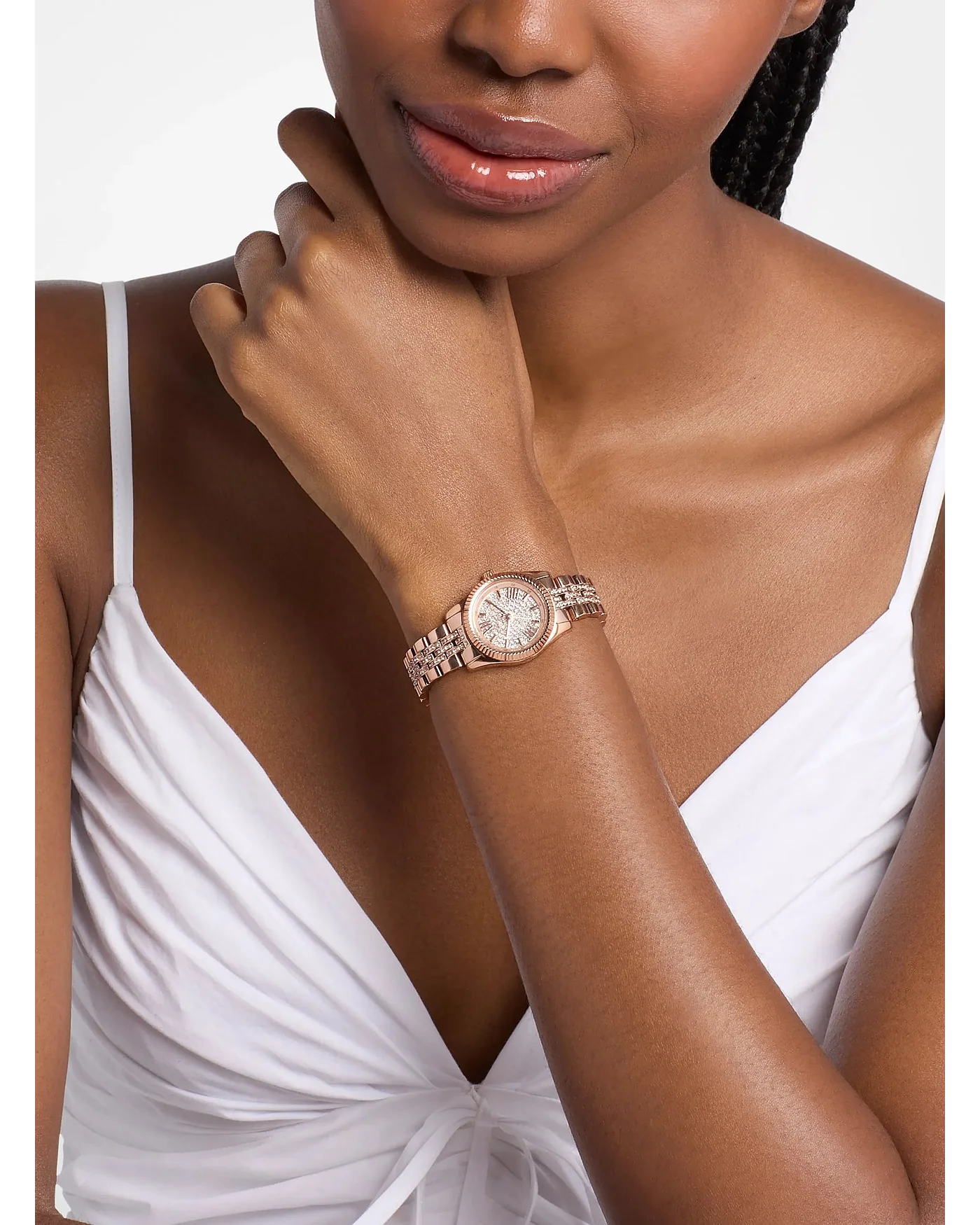 Часы Michael Kors Petite Lexington с паве, розово-золотые — 6