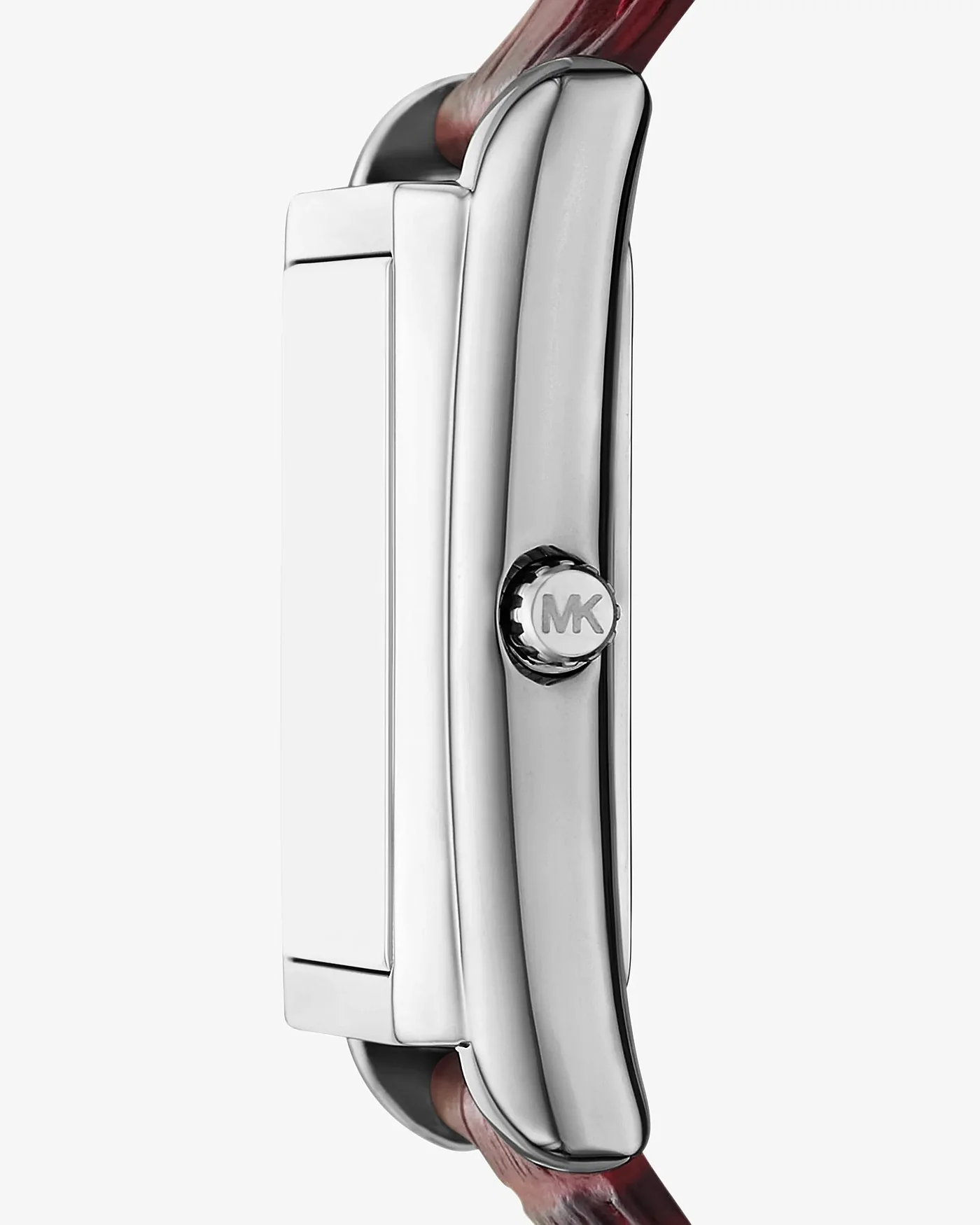 Часы Michael Kors Essex серебристые с ремешком под крокодила, бордовые — 2