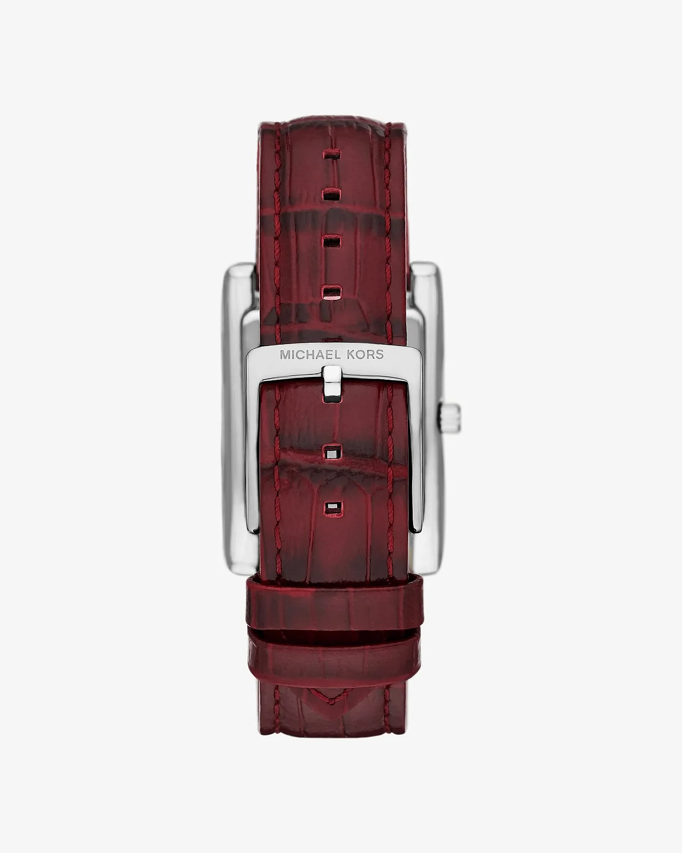 Часы Michael Kors Essex серебристые с ремешком под крокодила, бордовые — 3