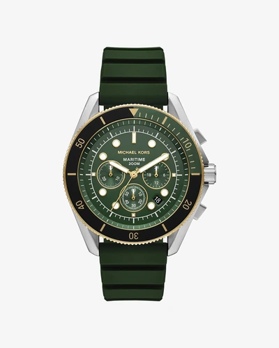 Мужские часы Michael Kors Oversized Maritime зелёного цвета с силиконовым ремешком
