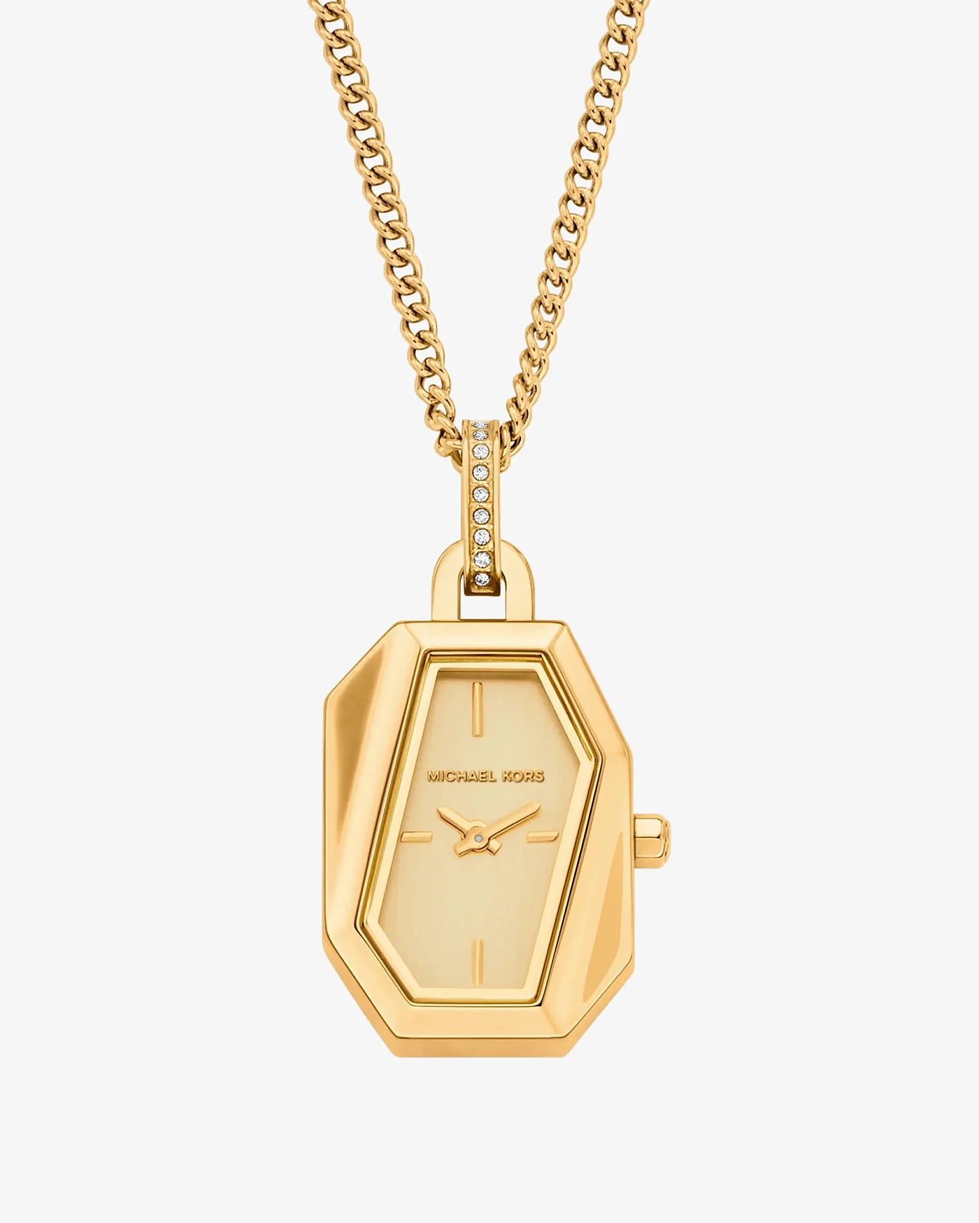 Женские часы-кулон Michael Kors Suri на цепочке золотистого цвета — 3
