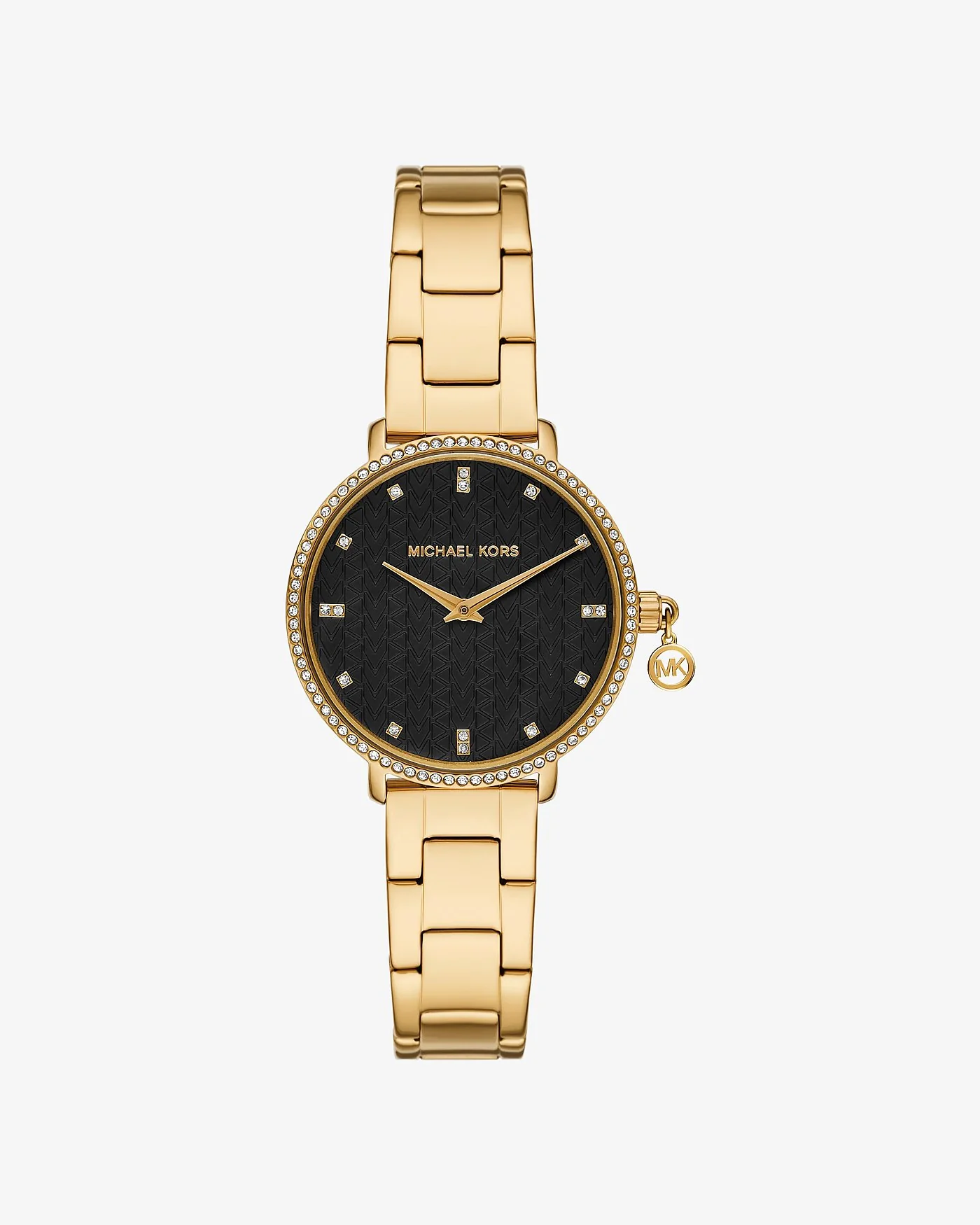 Женские часы Michael Kors Mini Pyper с кристаллами и золотистым браслетом — 1