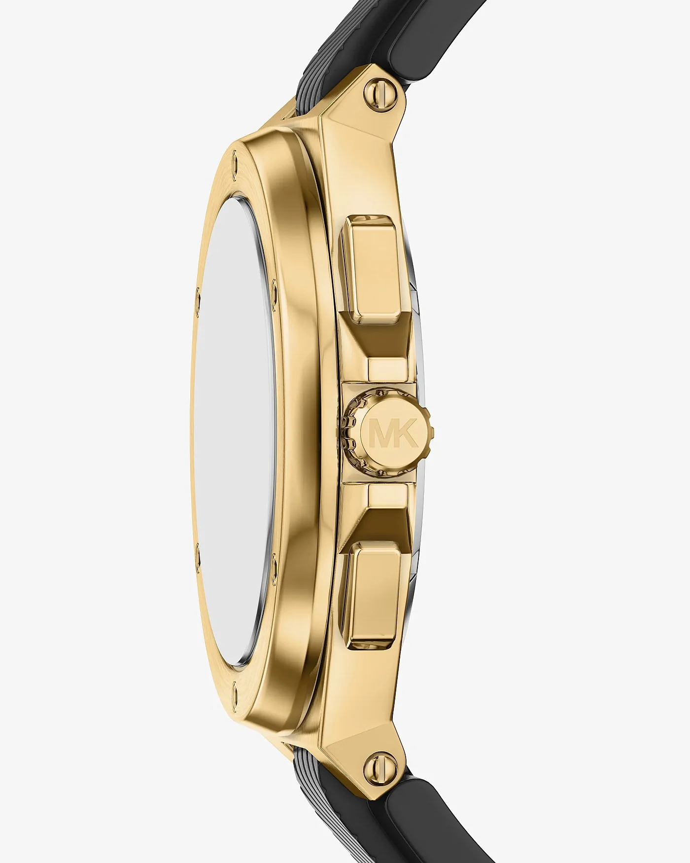 Наручные часы Michael Kors Овёрсайз Lennox золотистого тона на силиконовом ремешке — 2