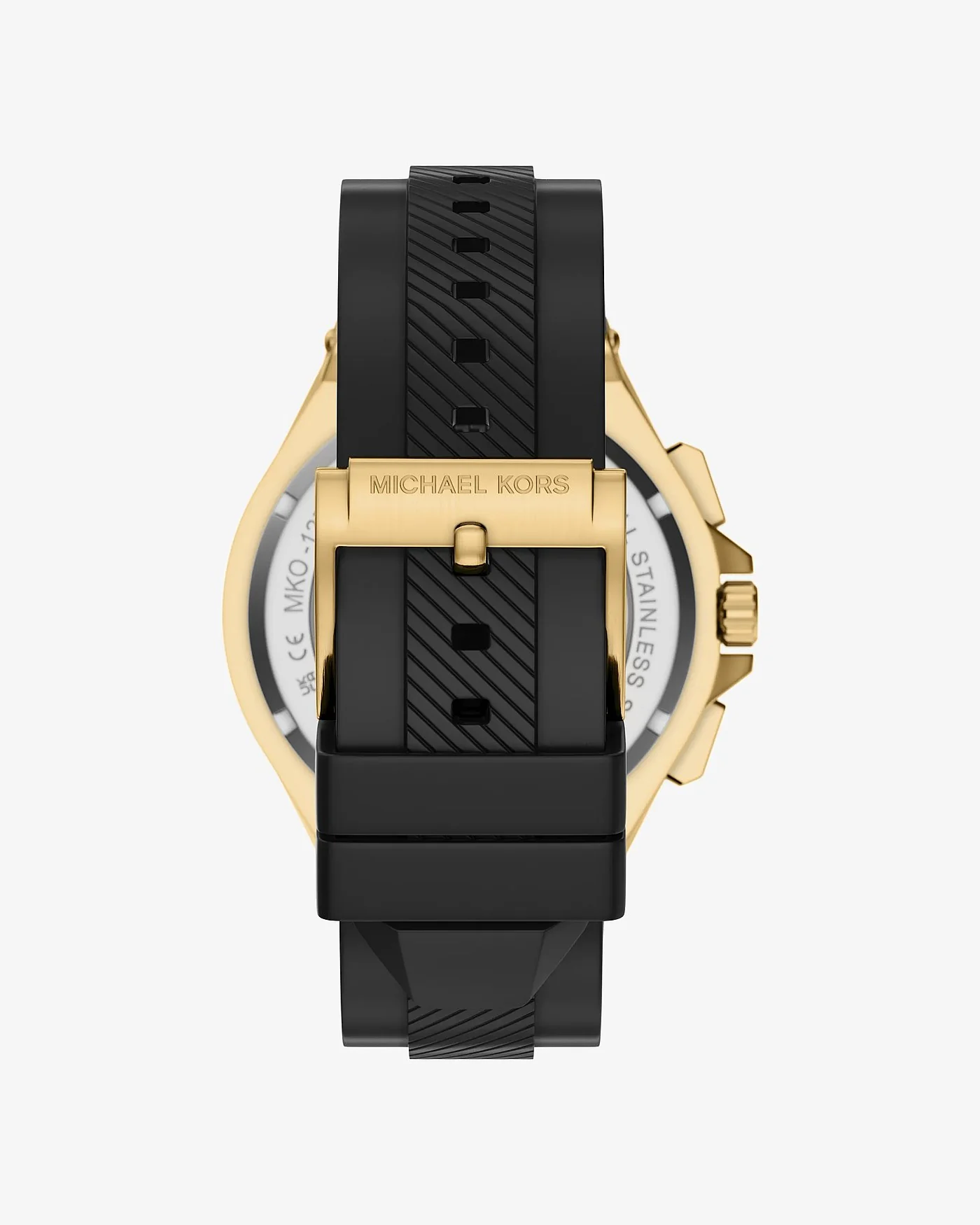Наручные часы Michael Kors Овёрсайз Lennox золотистого тона на силиконовом ремешке — 3