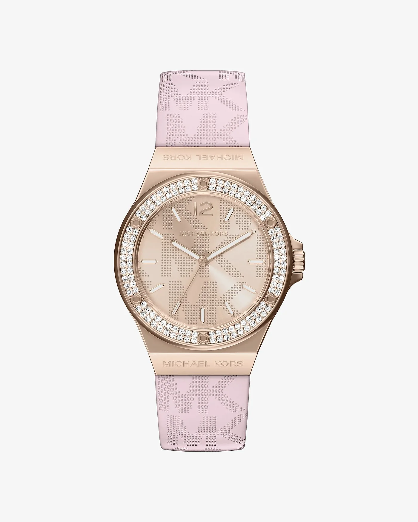 Наручные часы Michael Kors Lennox Pavé розово-золотистого тона на силиконовом ремешке — 1