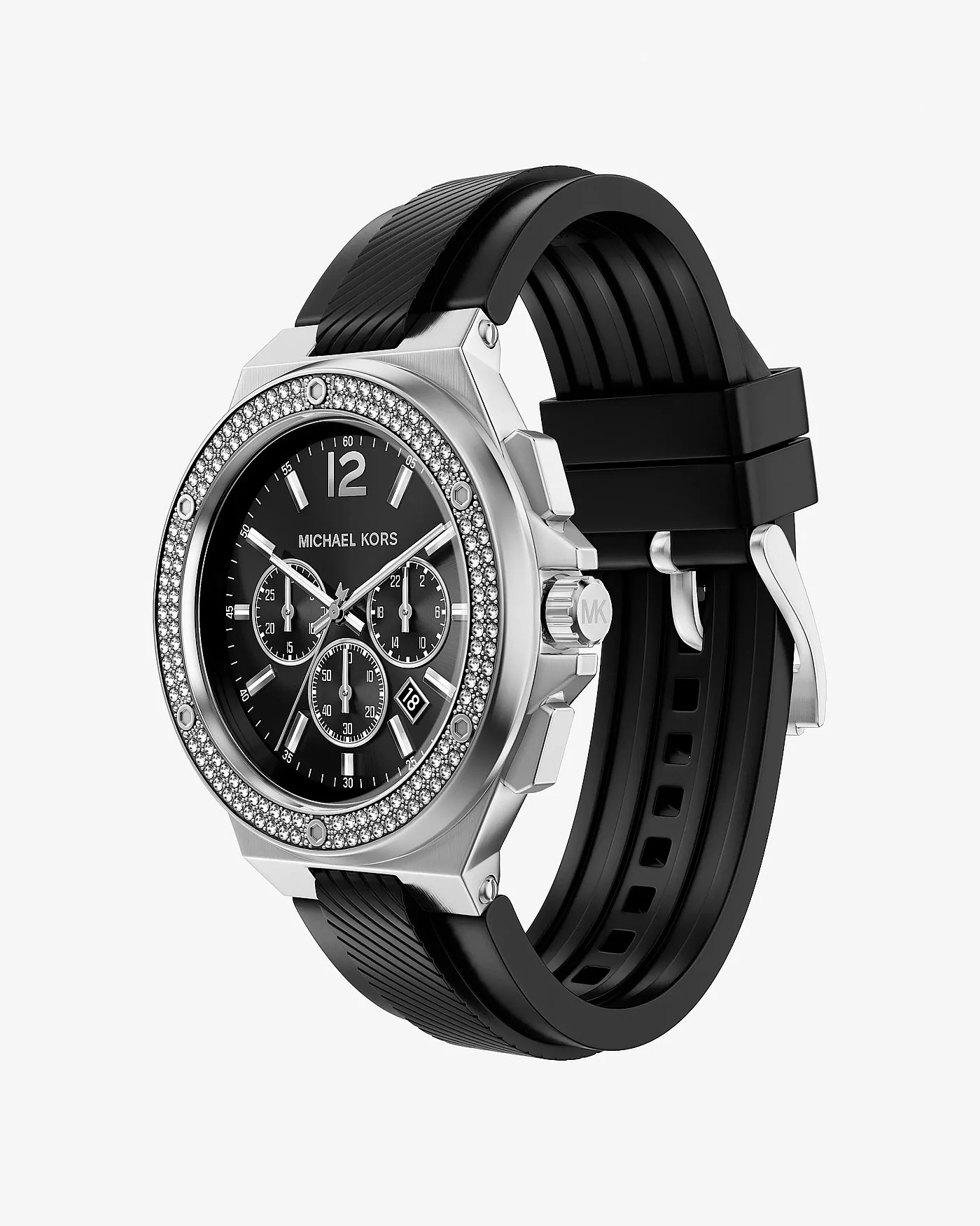 Крупные мужские часы Lennox с кристаллами pave и силиконовым ремешком — 5