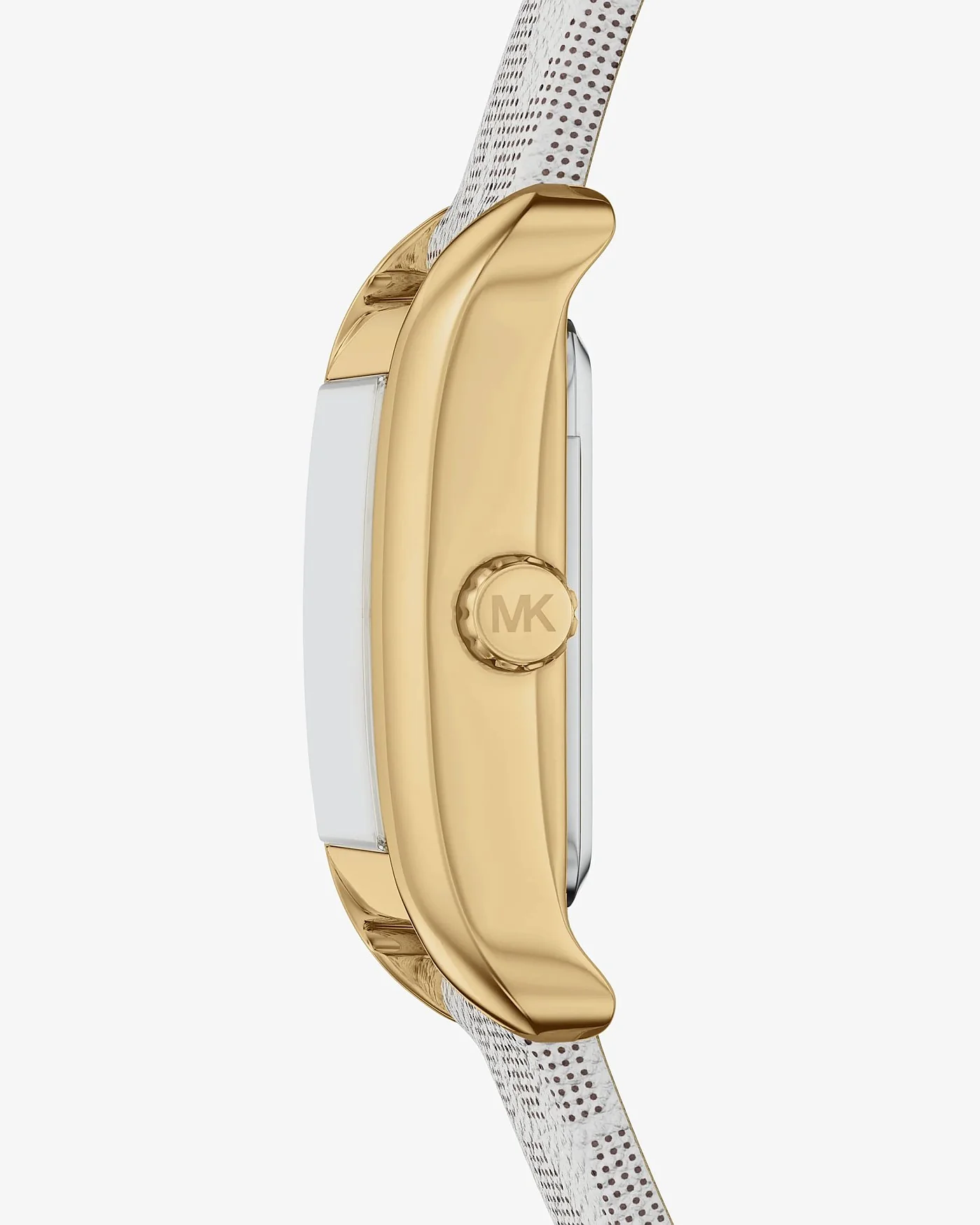 Наручные часы Michael Kors Мини Monroe золотистого тона на ремешке с монограммой, светлый ремешок — 2