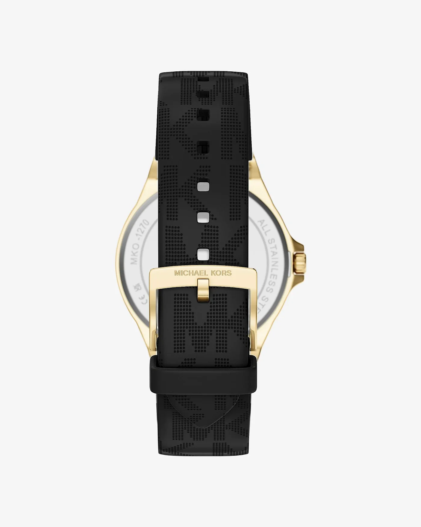 Наручные часы Michael Kors Lennox Pavé с золотистым корпусом на чёрном ремешке — 3