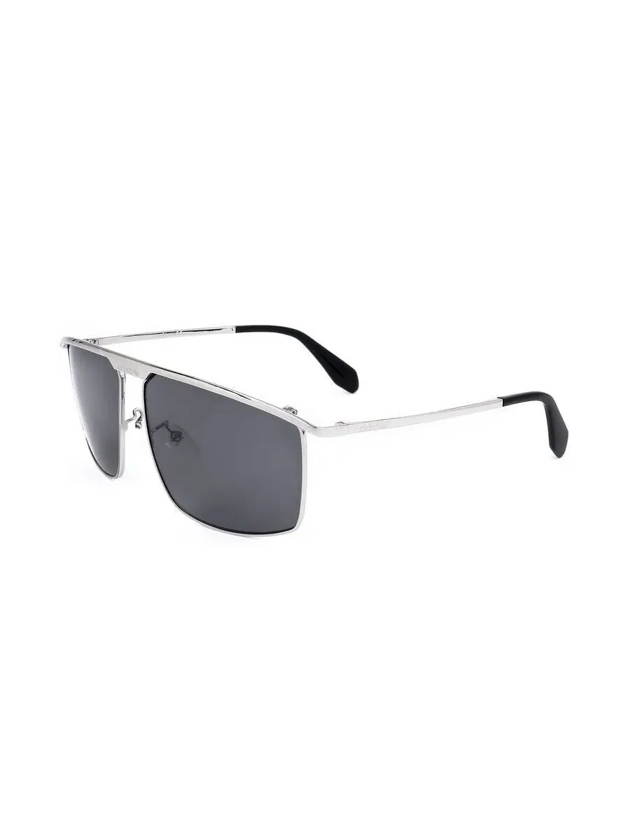 Мужские солнцезащитные очки Aviator серебристого цвета Adidas OR0029-F-02G-2 — изображение 2 из 3, черный