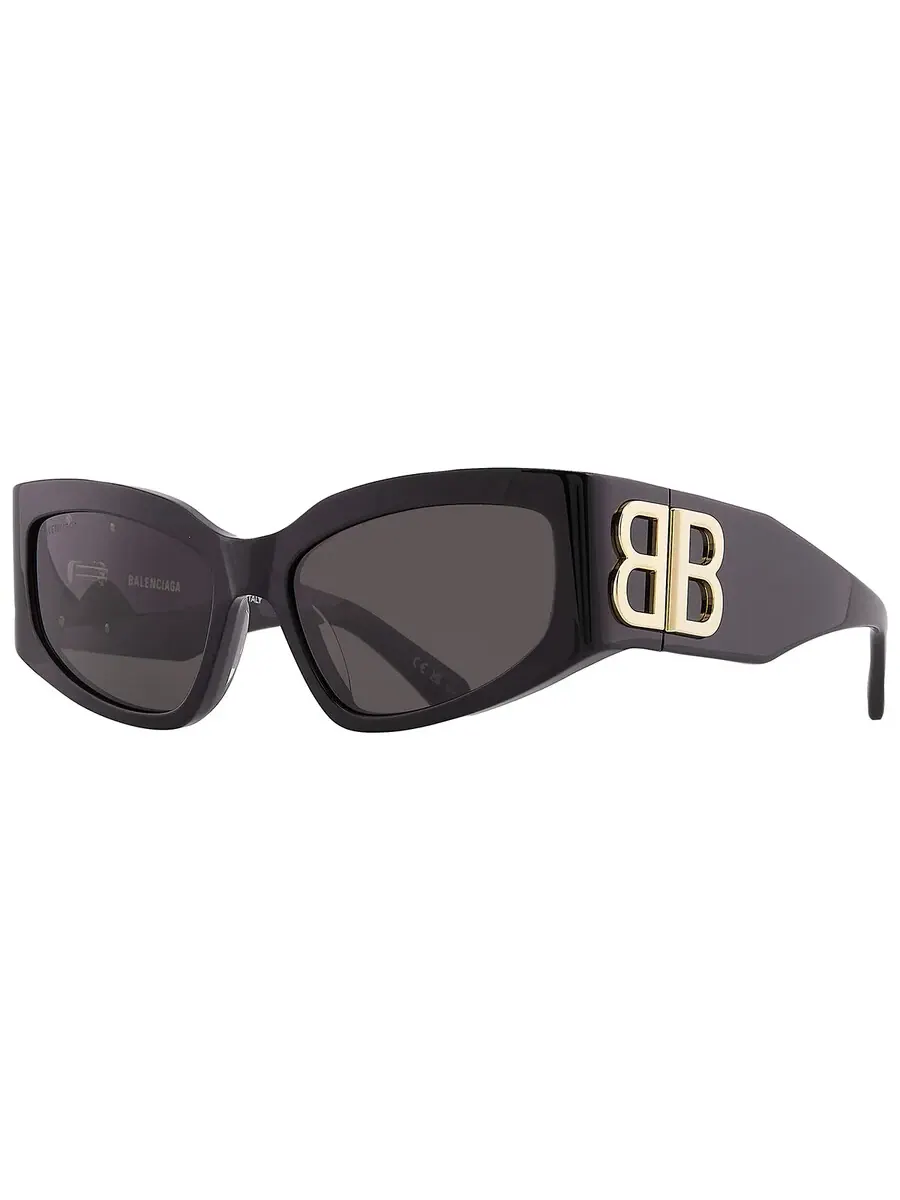 Очки для женщин Balenciaga серые кошачий глаз BB0321S 002 57 — изображение 3 из 6, черный