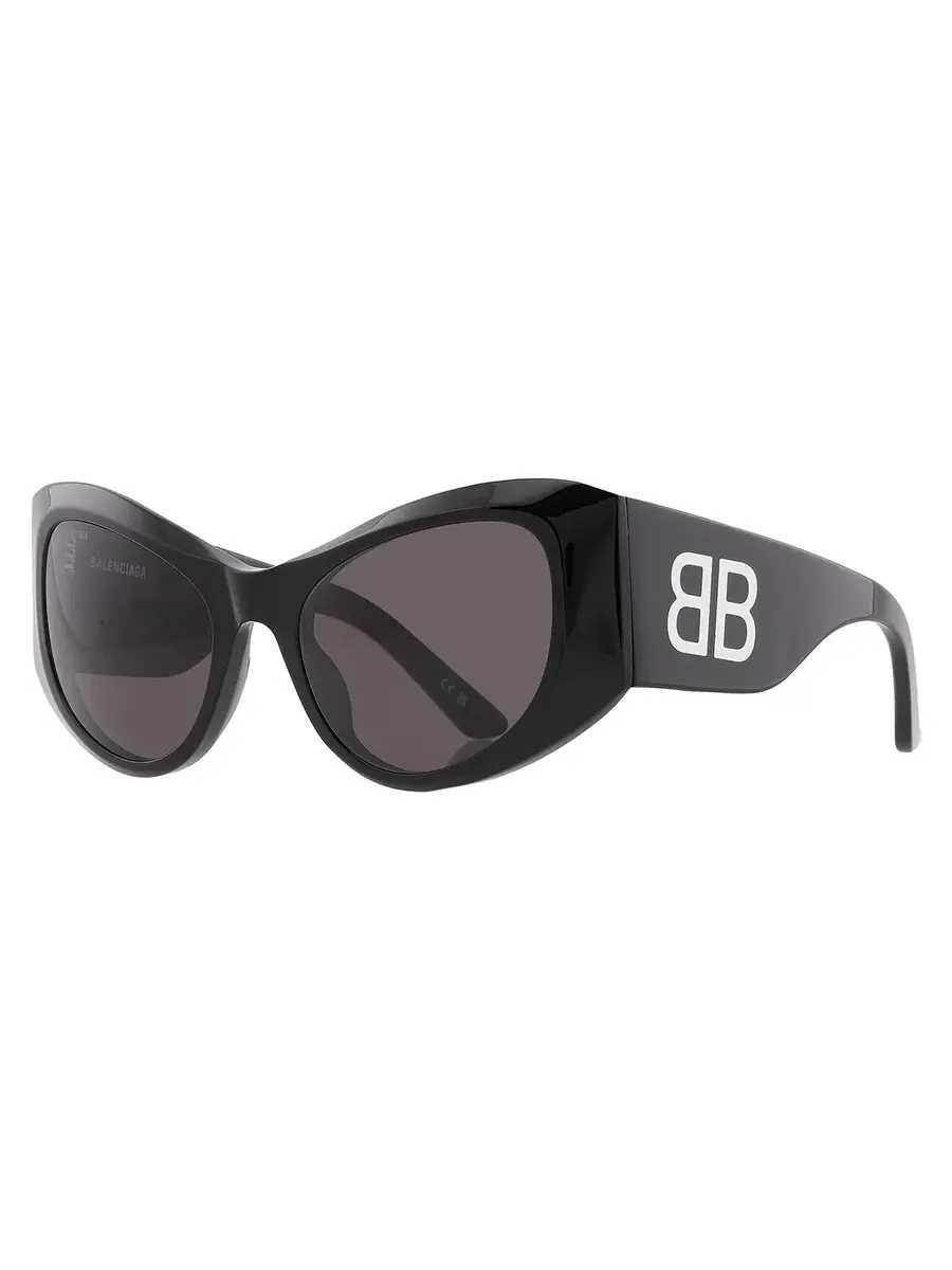 Очки для женщин Balenciaga Grey Browline BB0393S 001 57 — изображение 2 из 5, черный