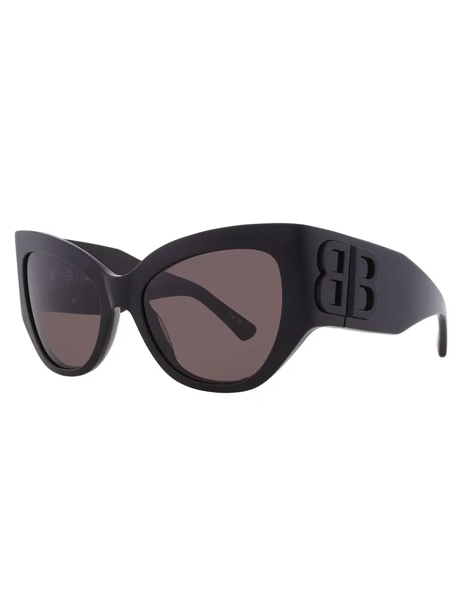 Женские солнцезащитные очки Balenciaga Grey Butterfly BB0322S 001 57 — изображение 2 из 5, черный