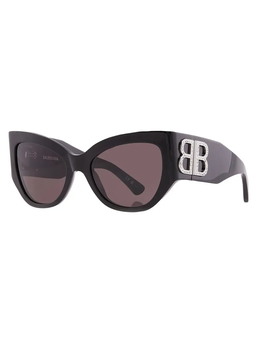 Женские солнцезащитные очки Balenciaga Grey Butterfly BB0322S 007 55 — изображение 2 из 5, черный