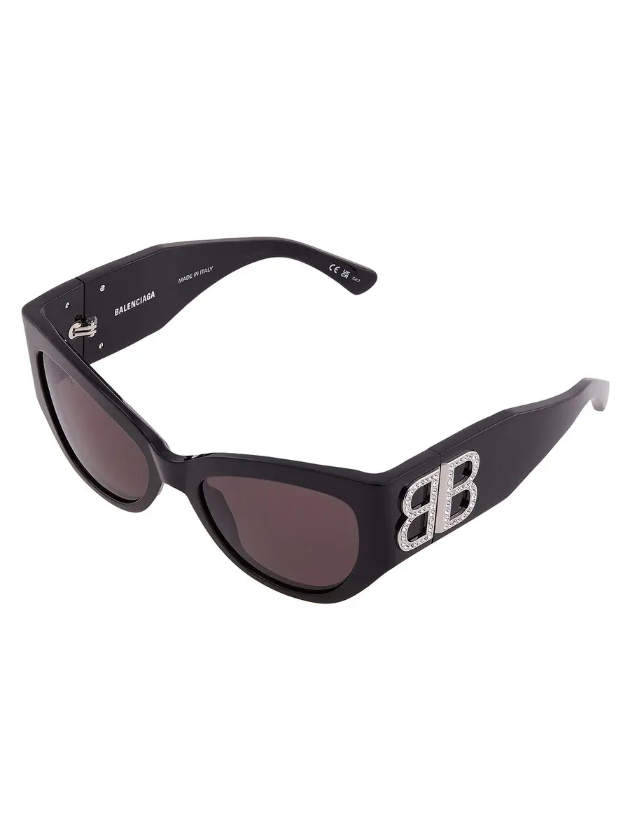 Женские солнцезащитные очки Balenciaga Grey Butterfly BB0322S 007 55 — изображение 3 из 5, черный