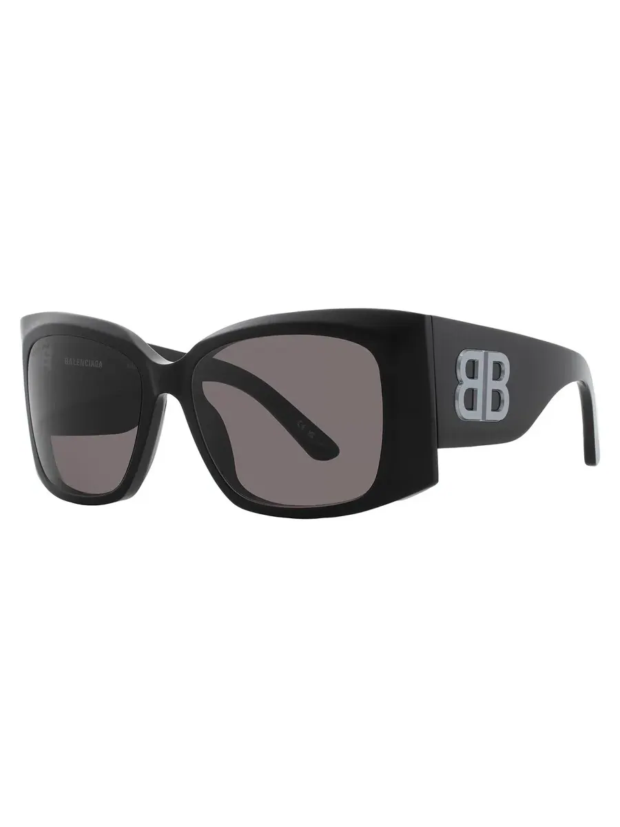 Женские солнцезащитные очки Balenciaga серого цвета "Бабочка" BB0443S 002 58 — изображение 2 из 5, черный