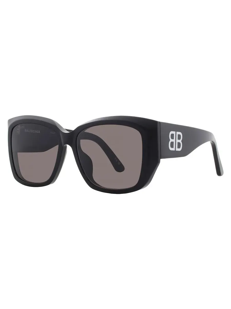Женские солнцезащитные очки Balenciaga Grey Butterfly BB0445SK 001 56 — изображение 2 из 5, черный