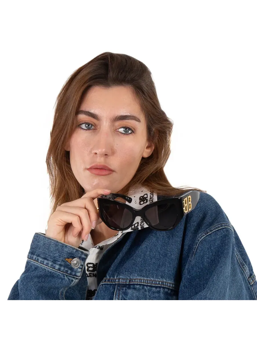 Очки для женщин Balenciaga серые кошачий глаз BB0322S 002 55 — изображение 2 из 7, черный