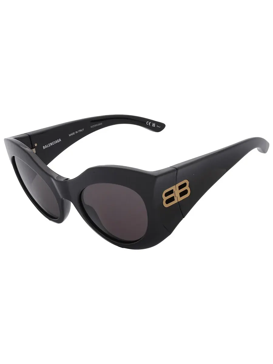 Очки для женщин Balenciaga серые неправильной формы BB0256S 001 56 — изображение 4 из 6, черный
